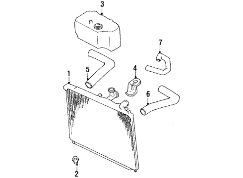 1988 Mazda 626 Radiator & Components Diagram