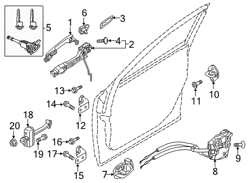 2025 Mazda CX-5 Front Door - Lock & Hardware Diagram