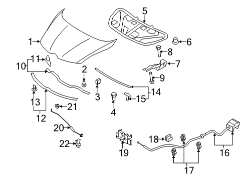 2007 Mazda CX-7 Hood & Components Diagram