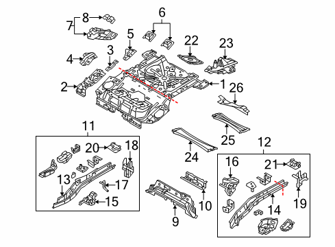 2011 Mazda 3 Rear Floor & Rails Diagram 2
