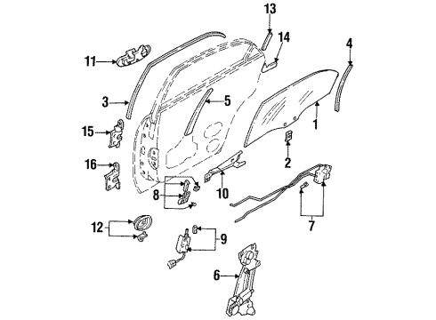 1993 Mazda 626 Glass - Door Diagram