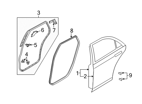 2008 Mazda CX-9 Door & Components Diagram