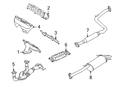 2000 Mazda 626 Exhaust Components Diagram