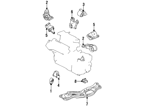 1995 Mazda MX-6 Engine & Trans Mounting Diagram