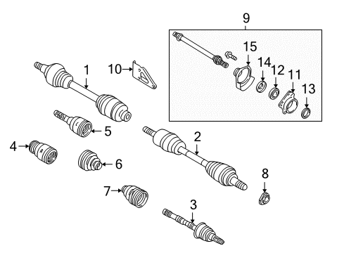 2002 Mazda MPV Drive Axles - Front Diagram
