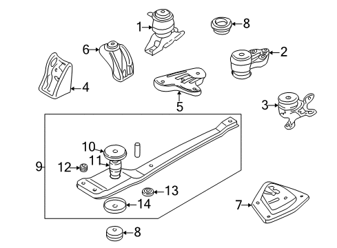 2004 Mazda Tribute Engine & Trans Mounting Diagram 2