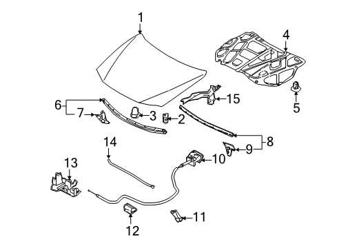 2007 Mazda 5 Hood & Components Diagram