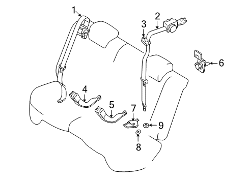 2008 Mazda CX-7 Rear Seat Belts Diagram