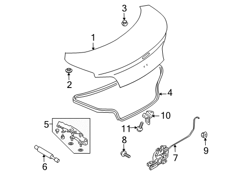 2004 Mazda RX-8 Trunk Lid & Components Diagram