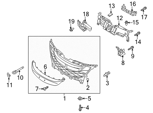 2012 Mazda 5 Grille & Components Diagram