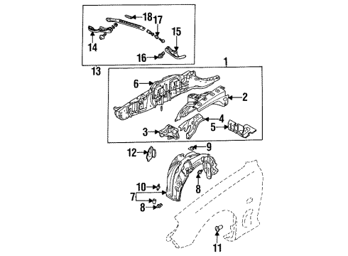 1995 Mazda RX-7 Structural Components & Rails Diagram