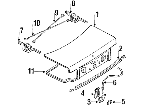 1988 Mazda 626 Trunk Lid & Components Diagram