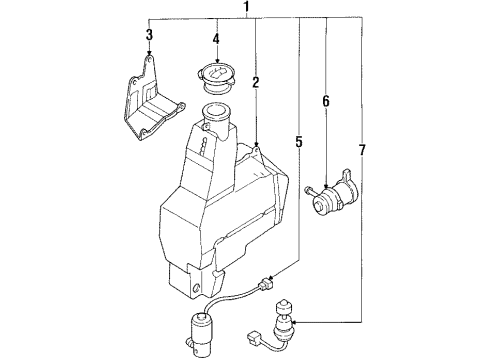 1989 Mazda MX-6 Wiper & Washer Components Diagram