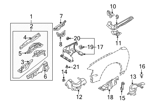 1999 Mazda Millenia Structural Components & Rails
