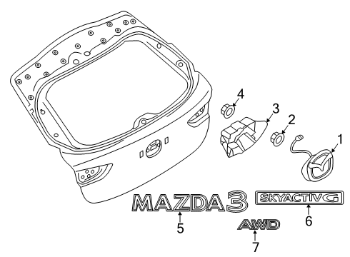 2025 Mazda 3 Exterior Trim - Lift Gate Diagram