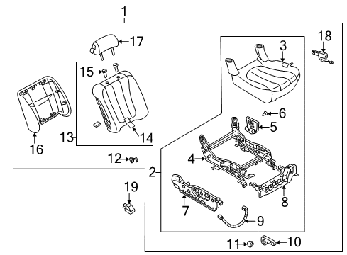 1999 Mazda Millenia Front Seat Components Diagram 2