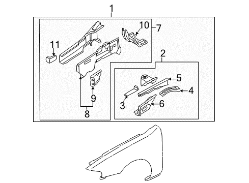 2001 Mazda 626 Structural Components & Rails