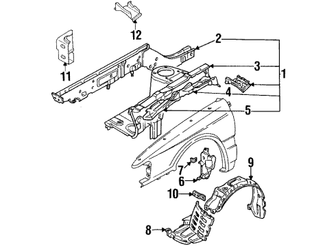 1989 Mazda 929 Inner Components - Fender Diagram