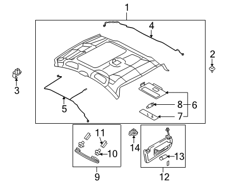 2009 Mazda 6 Interior Trim - Roof Diagram