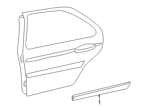 2001 Mazda 626 Exterior Trim - Rear Door Diagram