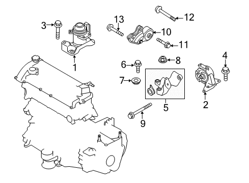 2007 Mazda CX-7 Engine & Trans Mounting Diagram