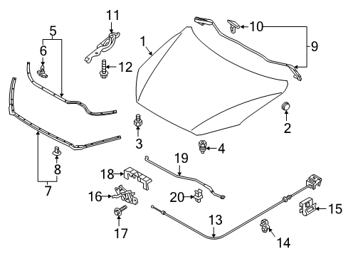 2016 Mazda CX-3 Hood & Components Diagram