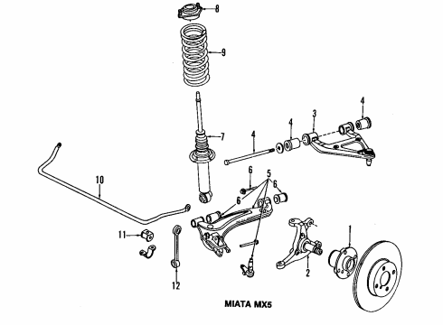 1991 Mazda Miata Front Suspension Components Diagram