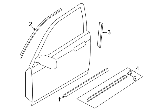 2007 Mazda 5 Exterior Trim - Front Door Diagram