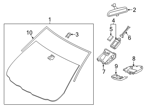 2019 Mazda CX-3 Glass - Windshield Diagram