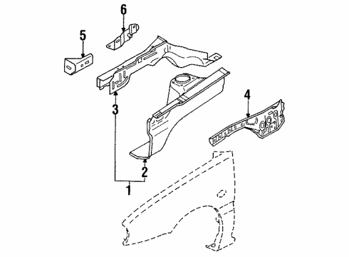 1994 Mazda MX-3 Structural Components & Rails Diagram