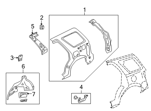 2009 Mazda Tribute Wheelhouse Panel Diagram for ZZCA-70-150A