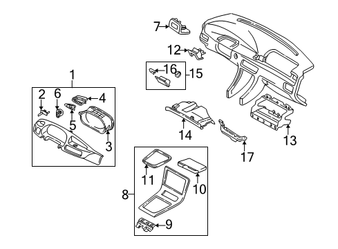 2001 Mazda Millenia Instrument Panel Components Diagram