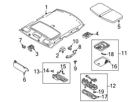 2002 Mazda Protege5 Interior Trim - Roof Diagram