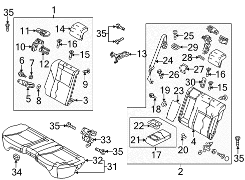 2010 Mazda 3 Center Seat Belt Upper Bolt Diagram for BN8P-88-651