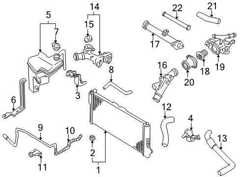 1998 Mazda 626 Radiator & Components Diagram