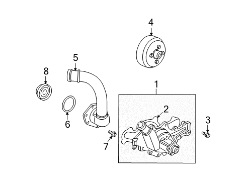 2000 Mazda B4000 Water Pump Assembly Gasket Diagram for ZZL0-15-116