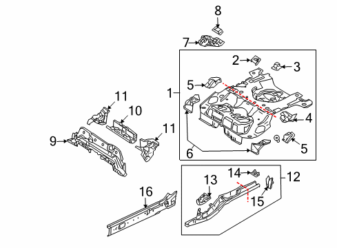 2009 Mazda 3 Rear Floor & Rails Diagram 2