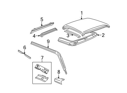 2004 Mazda B4000 Roof & Components Diagram