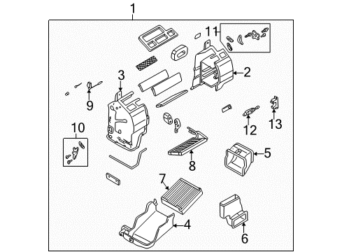 2002 Mazda MPV A/C Evaporator & Heater Components Diagram