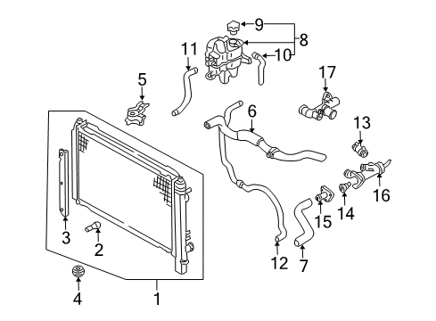2008 Mazda Tribute Radiator & Components Diagram 3