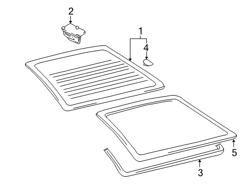 1998 Mazda 626 Glass & Hardware - Back Glass Diagram