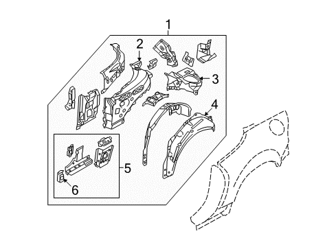 2014 Mazda MX-5 Miata Inner Structure - Quarter Panel Diagram