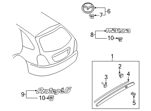 2003 Mazda Protege5 Exterior Trim - Lift Gate Diagram