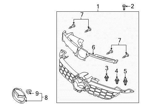 2012 Mazda CX-7 Grille & Components Diagram