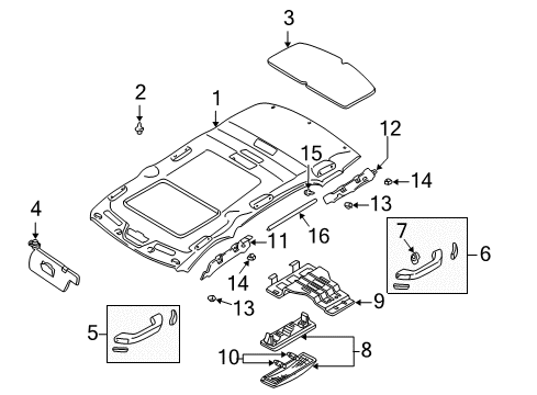 2000 Mazda MPV Interior Trim - Roof Diagram