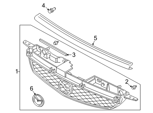 2003 Mazda Protege Grille & Components Diagram 3