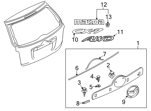 2012 Mazda CX-7 Exterior Trim - Lift Gate Diagram