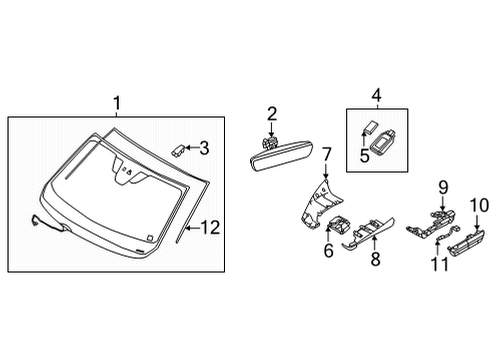 2023 Mazda MX-30 EV Glass - Windshield Diagram