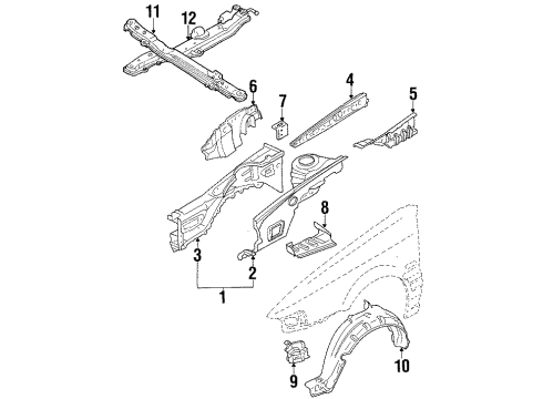 1988 Mazda 626 Structural Components & Rails Diagram