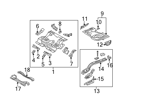 2005 Mazda 6 Rear Floor & Rails Diagram 3